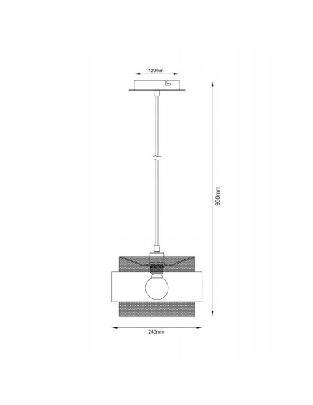 Italux BANS – Lampa wisząca E27 czarna z złotym ażurowym wnętrzem, 1-punktowa, 24 cm, 93 cm