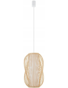 Nowodvorski PUKET M lampa wisząca bambusowa E27 25W naturalne drewno biały abażur do jadalni 11161