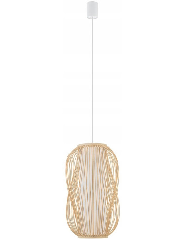 Nowodvorski PUKET M lampa wisząca bambusowa E27 25W naturalne drewno biały abażur do jadalni 11161