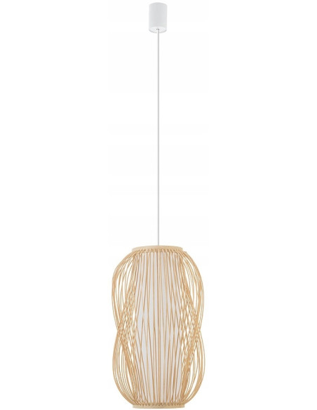 Nowodvorski PUKET M lampa wisząca bambusowa E27 25W naturalne drewno biały abażur do jadalni 11161