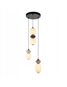 Italux BALOS Lampa wisząca LED 4-punktowa 19W czarno-biała kulista 173 cm do salonu i sypialni