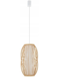 Nowodvorski PUKET S — wisząca lampa bambusowa E27 naturalne drewno / biały, 1-punktowa, boho premium
