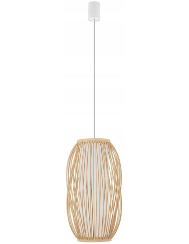 Nowodvorski PUKET S — wisząca lampa bambusowa E27 naturalne drewno / biały, 1-punktowa, boho premium
