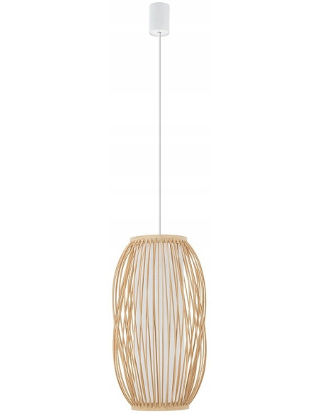 Nowodvorski PUKET S — wisząca lampa bambusowa E27 naturalne drewno / biały, 1-punktowa, boho premium