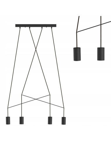 Nowodvorski Imbria Lampa sufitowa 4-punktowa czarna 90 cm GU10 do salonu i jadalni