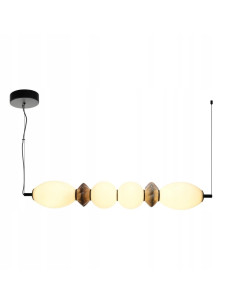 Italux BALOS Lampa wisząca LED 4-pkt kuliste mleczne klosze czarny/brąz szkło/ceramika 120 cm 2