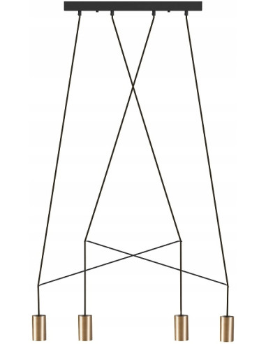 Nowoczesna listwa sufitowa IMBRIA BRASS 4xGU10 czarno-złota, mosiądz, 90 cm