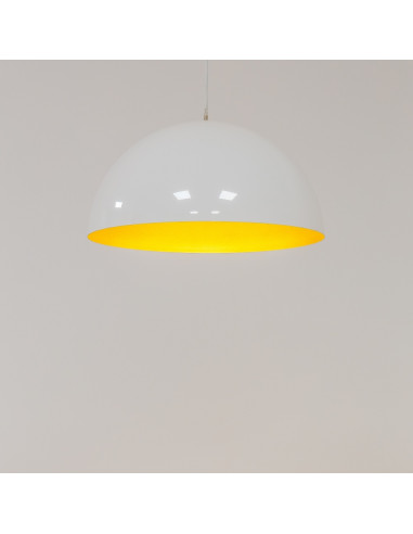 Nowodvorski HEMISPHERE - Biało‑złota lampa wisząca nad stół, metalowa, 33 cm, GX53/E27, 125 cm regulacja