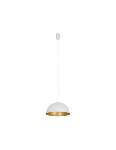 Nowodvorski HEMISPHERE - Biało‑złota lampa wisząca nad stół, metalowa, 33 cm, GX53/E27, 125 cm regulacja