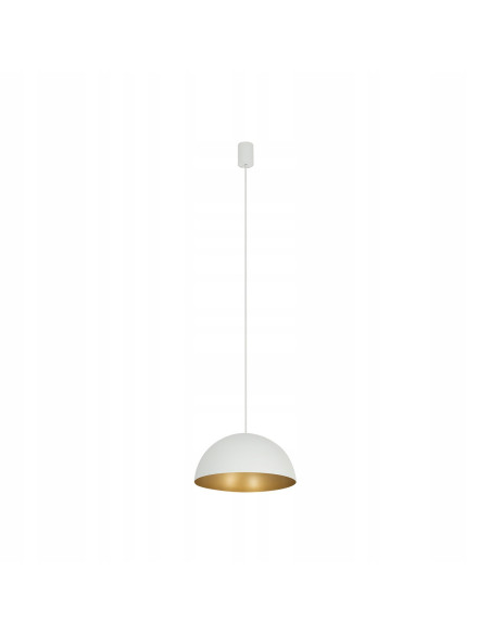 Nowodvorski HEMISPHERE - Biało‑złota lampa wisząca nad stół, metalowa, 33 cm, GX53/E27, 125 cm regulacja
