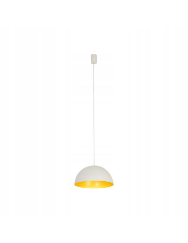 Nowodvorski HEMISPHERE - Biało‑złota lampa wisząca nad stół, metalowa, 33 cm, GX53/E27, 125 cm regulacja