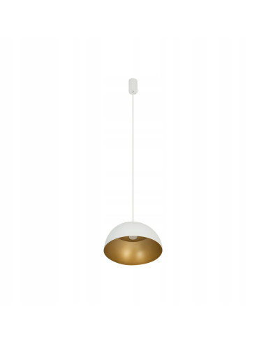 Nowodvorski HEMISPHERE - Biało‑złota lampa wisząca nad stół, metalowa, 33 cm, GX53/E27, 125 cm regulacja