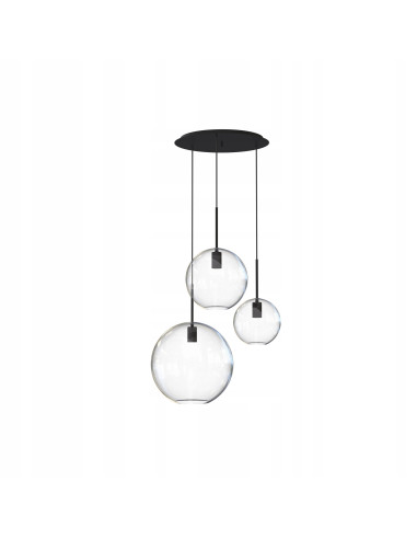 Nowodvorski SPHERE 7788 – wisząca lampa szklana 3xE27 czarna/transparentna 50x130 cm, styl nowoczesny