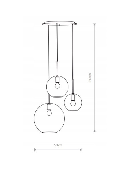 Nowodvorski SPHERE 7788 – wisząca lampa szklana 3xE27 czarna/transparentna 50x130 cm, styl nowoczesny