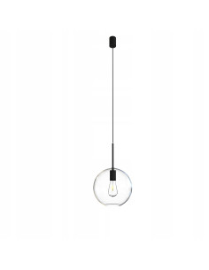 Nowodvorski SPHERE L — wisząca lampa szklana kula E27, czarna oprawa, 25 cm, styl glamour/loft