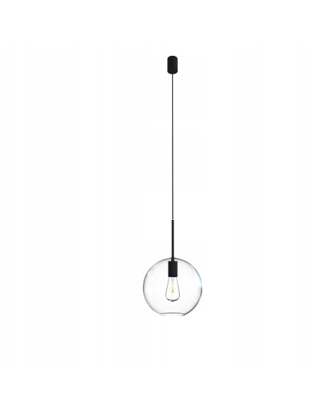 Nowodvorski SPHERE L — wisząca lampa szklana kula E27, czarna oprawa, 25 cm, styl glamour/loft