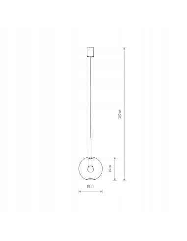Nowodvorski SPHERE M – wisząca lampa kula szklana E27 czarna 20cm nowoczesna nad stół 130cm