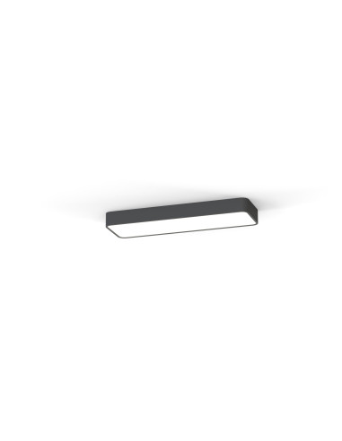Nowodvorski SOFT plafon LED prostokątny 60x6 cm grafitowy 2xT8 11W z żarówkami