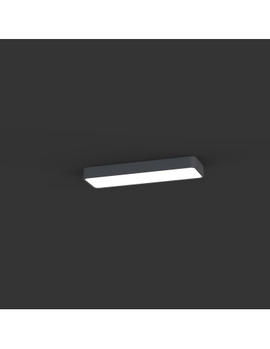 Nowodvorski SOFT plafon LED prostokątny 60x6 cm grafitowy 2xT8 11W z żarówkami