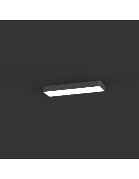 Nowodvorski SOFT plafon LED prostokątny 60x6 cm grafitowy 2xT8 11W z żarówkami