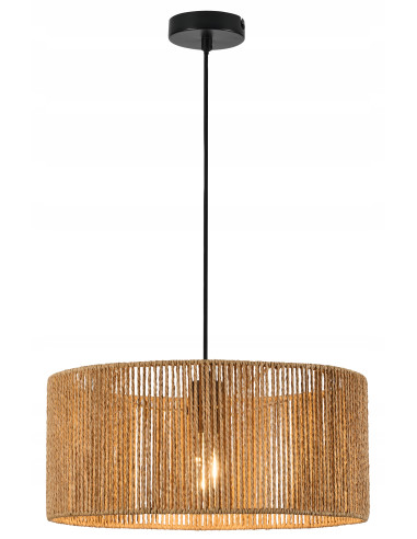 Lampa wisząca Tensa 1E27 brązowa abażur ze sznurka 40 cm 120 cm do sypialni salonu, styl boho-industrial