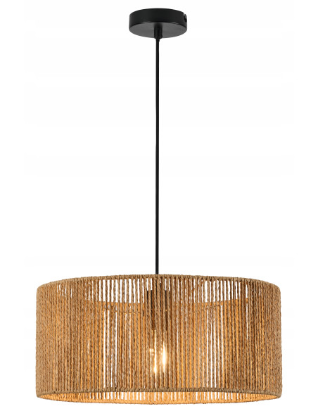Lampa wisząca Tensa 1E27 brązowa abażur ze sznurka 40 cm 120 cm do sypialni salonu, styl boho-industrial