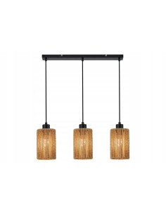 Lampa wisząca Tensa 3 klosze rattanowe brązowa E27 55x120 cm — styl boho/skandynawski