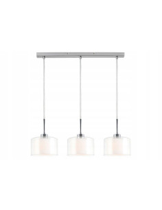 Lampa wisząca SOREN 3-punktowa chrom z podwójnym kloszem szklanym (przezroczysty + mleczny)