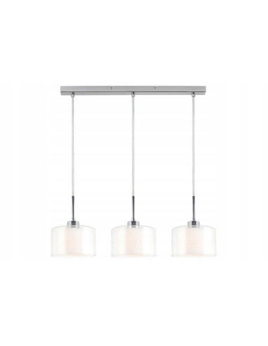 Lampa wisząca SOREN 3-punktowa chrom z podwójnym kloszem szklanym (przezroczysty + mleczny)