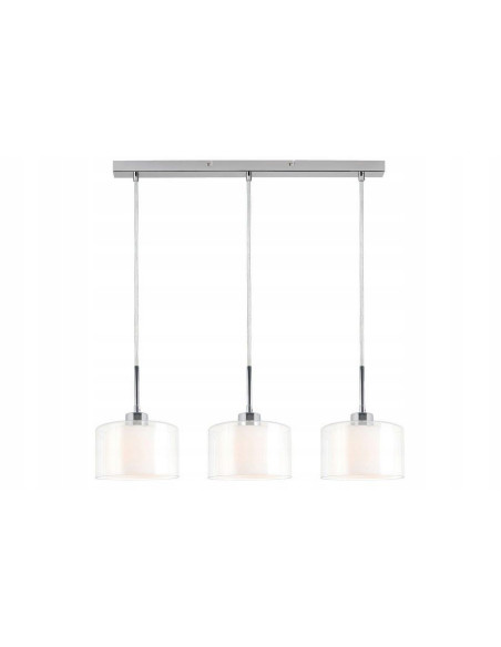 Lampa wisząca SOREN 3-punktowa chrom z podwójnym kloszem szklanym (przezroczysty + mleczny)