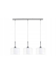 Lampa wisząca SOREN 3-punktowa chrom z podwójnym kloszem szklanym (przezroczysty + mleczny) 2