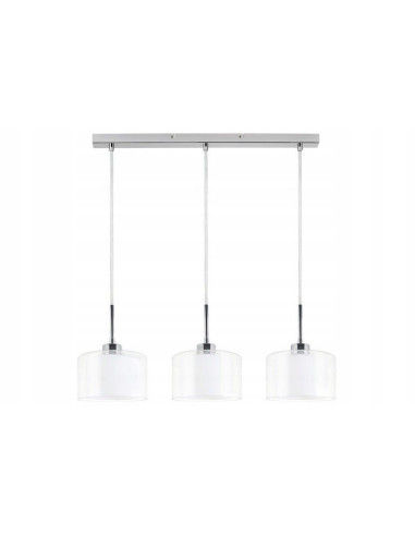 Lampa wisząca SOREN 3-punktowa chrom z podwójnym kloszem szklanym (przezroczysty + mleczny)
