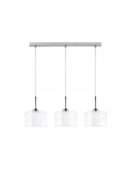 Lampa wisząca SOREN 3-punktowa chrom z podwójnym kloszem szklanym (przezroczysty + mleczny)