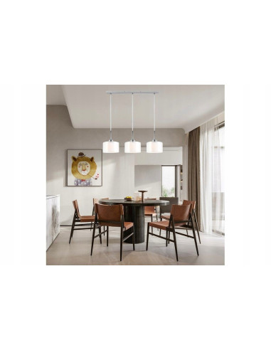 Lampa wisząca SOREN 3-punktowa chrom z podwójnym kloszem szklanym (przezroczysty + mleczny)