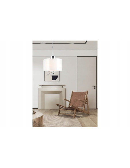 Lampa wisząca SOREN chrom z podwójnym szklanym kloszem E27, 120 cm, nowoczesna cylindryczna