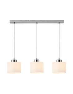 Lampa wisząca Riva 3-płomienna chromowa z białymi kloszami E27 60 cm do kuchni i jadalni