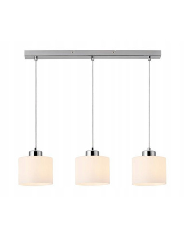 Lampa wisząca Riva 3-płomienna chromowa z białymi kloszami E27 60 cm do kuchni i jadalni