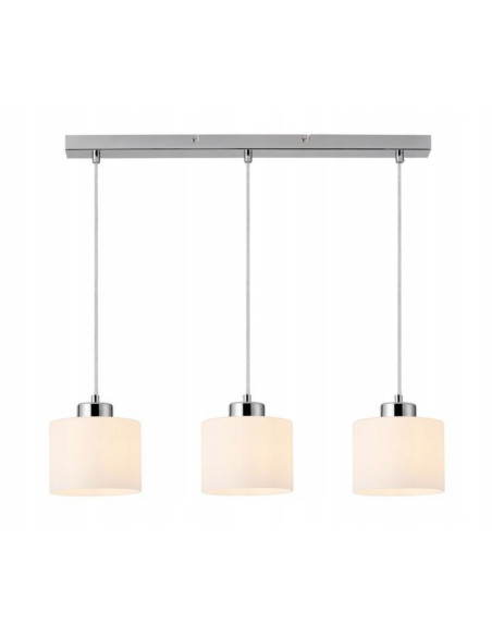 Lampa wisząca Riva 3-płomienna chromowa z białymi kloszami E27 60 cm do kuchni i jadalni