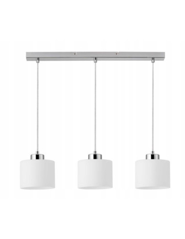 Lampa wisząca Riva 3-płomienna chromowa z białymi kloszami E27 60 cm do kuchni i jadalni
