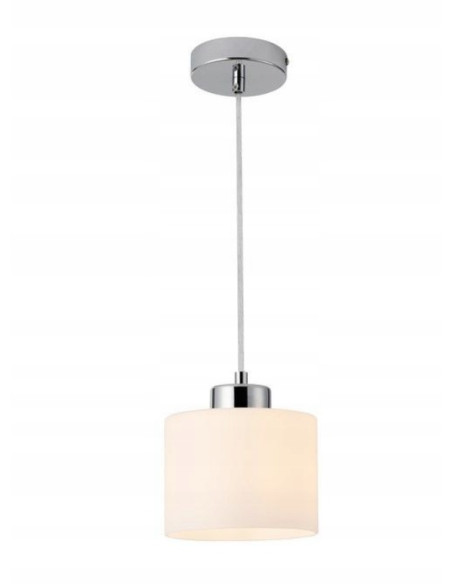 Lampa wisząca Riva 1 – chromowany korpus, biały matowy klosz, E27, regulowana do 120 cm