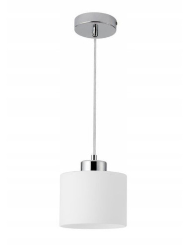 Lampa wisząca Riva 1 – chromowany korpus, biały matowy klosz, E27, regulowana do 120 cm