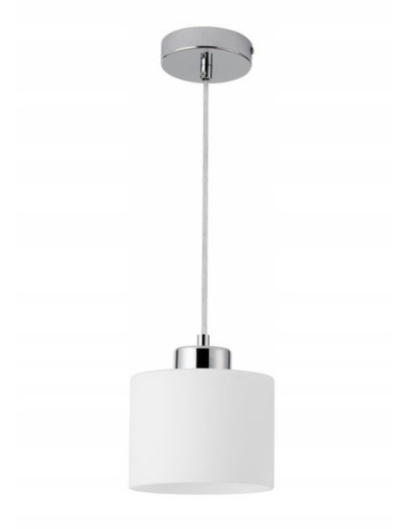 Lampa wisząca Riva 1 – chromowany korpus, biały matowy klosz, E27, regulowana do 120 cm