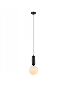 Italux Aldeva lampa wisząca E27 40W czarna z białym szklanym kloszem minimalistyczna 108 cm