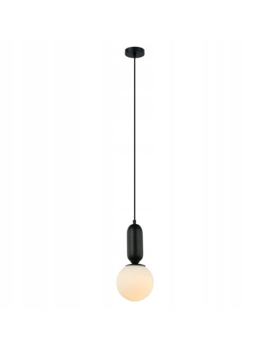Italux Aldeva lampa wisząca E27 40W czarna z białym szklanym kloszem minimalistyczna 108 cm