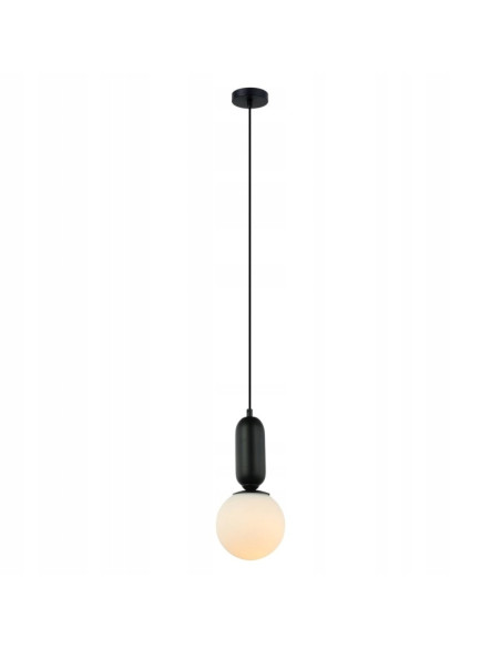 Italux Aldeva lampa wisząca E27 40W czarna z białym szklanym kloszem minimalistyczna 108 cm