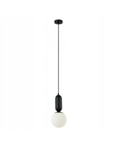Italux Aldeva lampa wisząca E27 40W czarna z białym szklanym kloszem minimalistyczna 108 cm 2