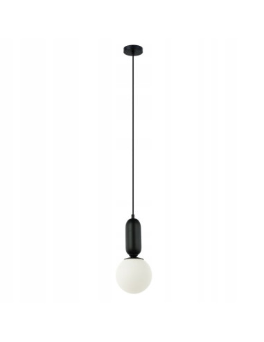 Italux Aldeva lampa wisząca E27 40W czarna z białym szklanym kloszem minimalistyczna 108 cm