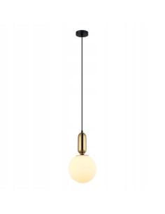 Italux ALDEVA – Wisząca lampa kula szkło mleczne z mosiężnym detalem, czarna 120 cm, E27 2