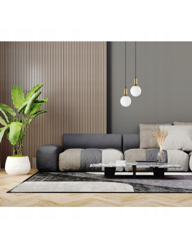 Italux ALDEVA – Wisząca lampa kula szkło mleczne z mosiężnym detalem, czarna 120 cm, E27