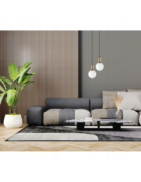 Italux ALDEVA – Wisząca lampa kula szkło mleczne z mosiężnym detalem, czarna 120 cm, E27